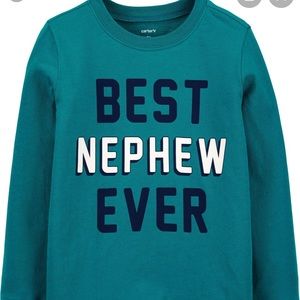 Carter’s blue Best Nephew Ever long sleeve shirt NWT still in bag 3T